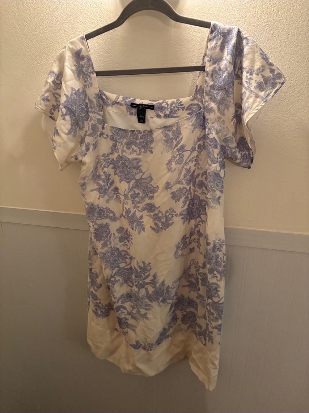 GAP Cream Tunic Dress with Light Blue Floral Print